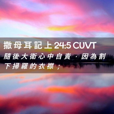 Picture 02 - 撒 母 耳 記 上 24:5 CUVT - 隨 後 大 衛 心 中 自 責 ， 因 為 割 - Bible Verse Picture