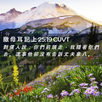 Picture 02 - 撒 母 耳 記 上 25:19 CUVT - 對 僕 人 說 ： 你 們 前 頭 走 ， 我 - Bible Verse Picture