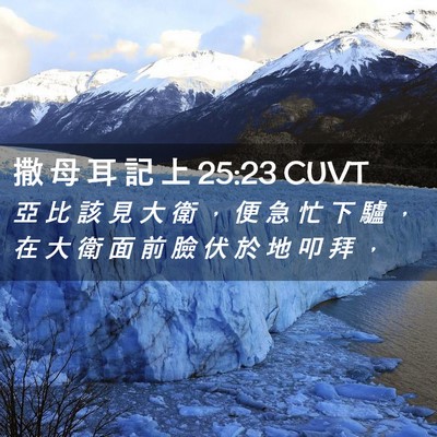 Picture 02 - 撒 母 耳 記 上 25:23 CUVT - 亞 比 該 見 大 衛 ， 便 急 忙 下 驢 - Bible Verse Picture