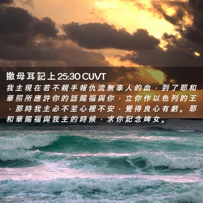 Picture 02 - 撒 母 耳 記 上 25:30 CUVT - 我 主 現 在 若 不 親 手 報 仇 流 無 - Bible Verse Picture