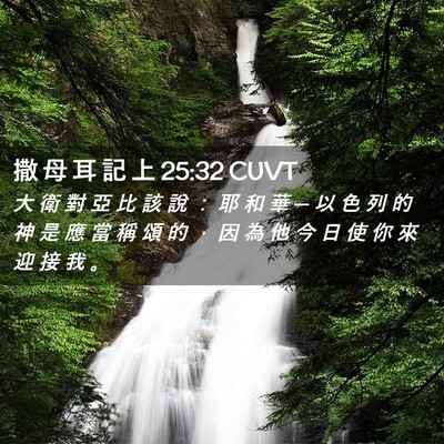 Picture 02 - 撒 母 耳 記 上 25:32 CUVT - 大 衛 對 亞 比 該 說 ： 耶 和 華 ─ - Bible Verse Picture