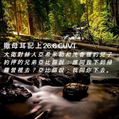 Picture 02 - 撒 母 耳 記 上 26:6 CUVT - 大 衛 對 赫 人 亞 希 米 勒 和 洗 魯 - Bible Verse Picture
