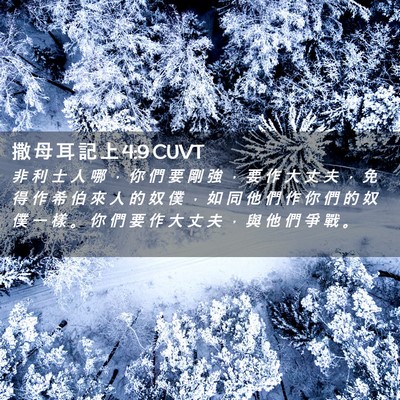 Picture 02 - 撒 母 耳 記 上 4:9 CUVT - 非 利 士 人 哪 ， 你 們 要 剛 強 ， - Bible Verse Picture