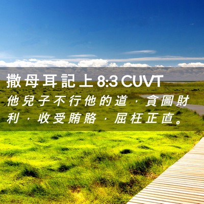 Picture 02 - 撒 母 耳 記 上 8:3 CUVT - 他 兒 子 不 行 他 的 道 ， 貪 圖 財 - Bible Verse Picture