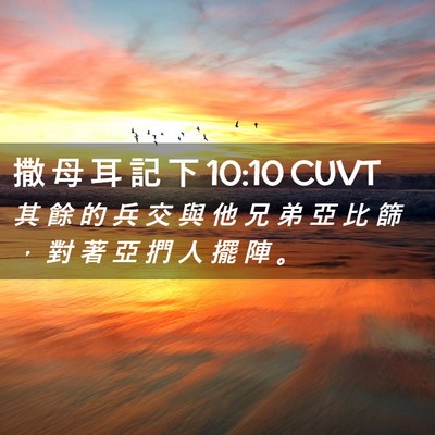 Picture 02 - 撒 母 耳 記 下 10:10 CUVT - 其 餘 的 兵 交 與 他 兄 弟 亞 比 篩 - Bible Verse Picture