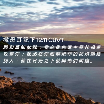 Picture 02 - 撒 母 耳 記 下 12:11 CUVT - 耶 和 華 如 此 說 ： 我 必 從 你 家 - Bible Verse Picture