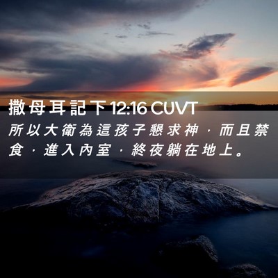 Picture 02 - 撒 母 耳 記 下 12:16 CUVT - 所 以 大 衛 為 這 孩 子 懇 求 神 ， - Bible Verse Picture