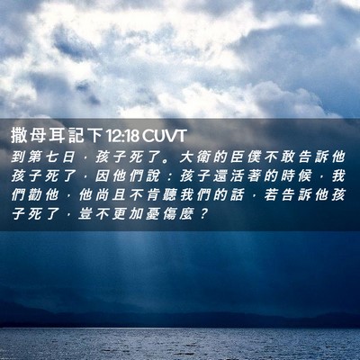 Picture 02 - 撒 母 耳 記 下 12:18 CUVT - 到 第 七 日 ， 孩 子 死 了 。 大 衛 - Bible Verse Picture
