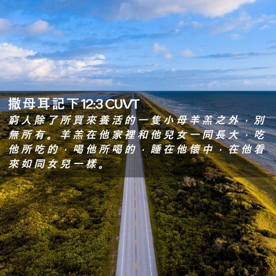 Picture 02 - 撒 母 耳 記 下 12:3 CUVT - 窮 人 除 了 所 買 來 養 活 的 一 隻 - Bible Verse Picture