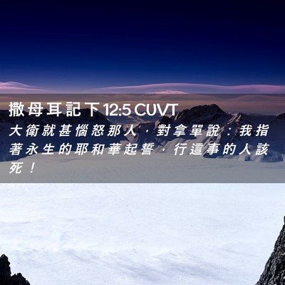 Picture 02 - 撒 母 耳 記 下 12:5 CUVT - 大 衛 就 甚 惱 怒 那 人 ， 對 拿 單 - Bible Verse Picture