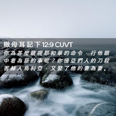 Picture 02 - 撒 母 耳 記 下 12:9 CUVT - 你 為 甚 麼 藐 視 耶 和 華 的 命 令 - Bible Verse Picture