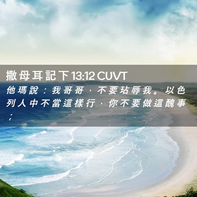 Picture 02 - 撒 母 耳 記 下 13:12 CUVT - 他 瑪 說 ： 我 哥 哥 ， 不 要 玷 辱 - Bible Verse Picture