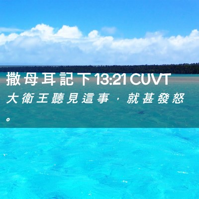 Picture 02 - 撒 母 耳 記 下 13:21 CUVT - 大 衛 王 聽 見 這 事 ， 就 甚 發 怒 - Bible Verse Picture