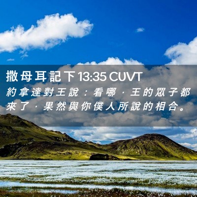 Picture 02 - 撒 母 耳 記 下 13:35 CUVT - 約 拿 達 對 王 說 ： 看 哪 ， 王 的 - Bible Verse Picture
