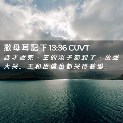 Picture 02 - 撒 母 耳 記 下 13:36 CUVT - 話 才 說 完 ， 王 的 眾 子 都 到 了 - Bible Verse Picture