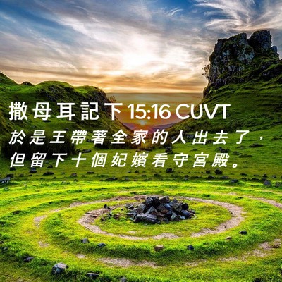 Picture 02 - 撒 母 耳 記 下 15:16 CUVT - 於 是 王 帶 著 全 家 的 人 出 去 了 - Bible Verse Picture