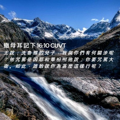 Picture 02 - 撒 母 耳 記 下 16:10 CUVT - 王 說 ： 洗 魯 雅 的 兒 子 ， 我 與 - Bible Verse Picture