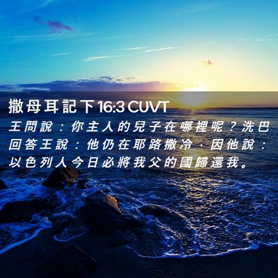 Picture 02 - 撒 母 耳 記 下 16:3 CUVT - 王 問 說 ： 你 主 人 的 兒 子 在 哪 - Bible Verse Picture