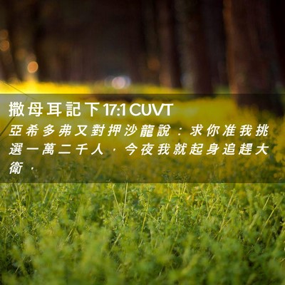 Picture 02 - 撒 母 耳 記 下 17:1 CUVT - 亞 希 多 弗 又 對 押 沙 龍 說 ： 求 - Bible Verse Picture
