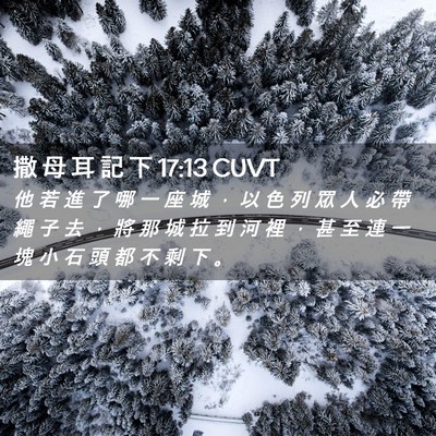 Picture 02 - 撒 母 耳 記 下 17:13 CUVT - 他 若 進 了 哪 一 座 城 ， 以 色 列 - Bible Verse Picture