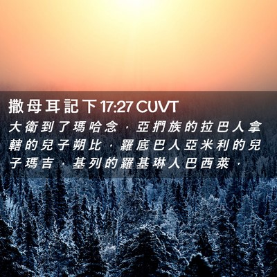 Picture 02 - 撒 母 耳 記 下 17:27 CUVT - 大 衛 到 了 瑪 哈 念 ， 亞 捫 族 的 - Bible Verse Picture