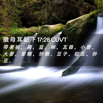 Picture 02 - 撒 母 耳 記 下 17:28 CUVT - 帶 著 被 、 褥 、 盆 、 碗 、 瓦 器 - Bible Verse Picture