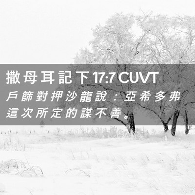 Picture 02 - 撒 母 耳 記 下 17:7 CUVT - 戶 篩 對 押 沙 龍 說 ： 亞 希 多 弗 - Bible Verse Picture