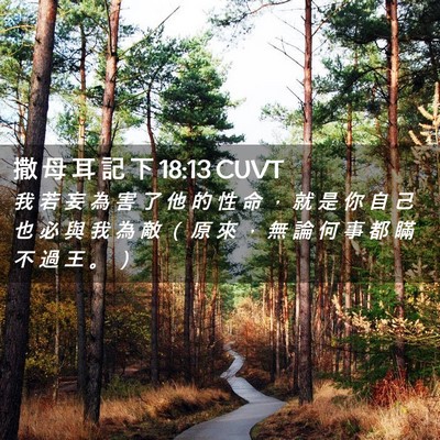 Picture 02 - 撒 母 耳 記 下 18:13 CUVT - 我 若 妄 為 害 了 他 的 性 命 ， 就 - Bible Verse Picture