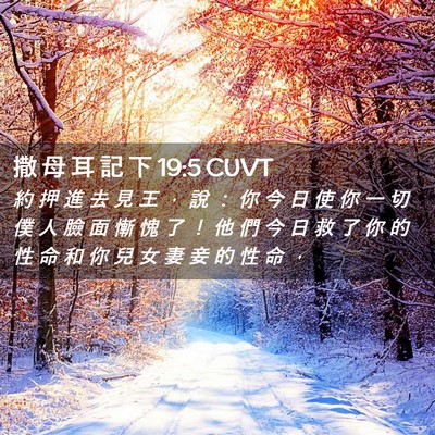 Picture 02 - 撒 母 耳 記 下 19:5 CUVT - 約 押 進 去 見 王 ， 說 ： 你 今 日 - Bible Verse Picture