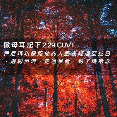 Picture 02 - 撒 母 耳 記 下 2:29 CUVT - 押 尼 珥 和 跟 隨 他 的 人 整 夜 經 - Bible Verse Picture