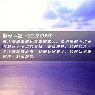 Picture 02 - 撒 母 耳 記 下 20:22 CUVT - 婦 人 就 憑 他 的 智 慧 去 勸 眾 人 - Bible Verse Picture