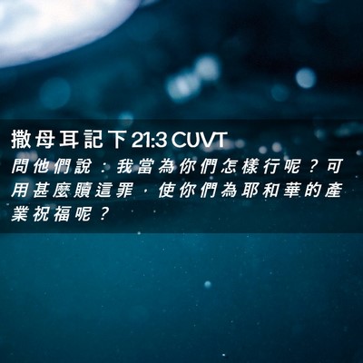 Picture 02 - 撒 母 耳 記 下 21:3 CUVT - 問 他 們 說 ： 我 當 為 你 們 怎 樣 - Bible Verse Picture