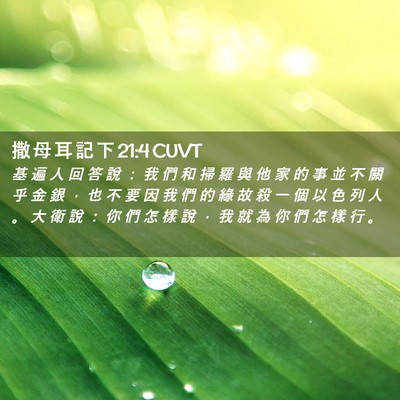 Picture 02 - 撒 母 耳 記 下 21:4 CUVT - 基 遍 人 回 答 說 ： 我 們 和 掃 羅 - Bible Verse Picture