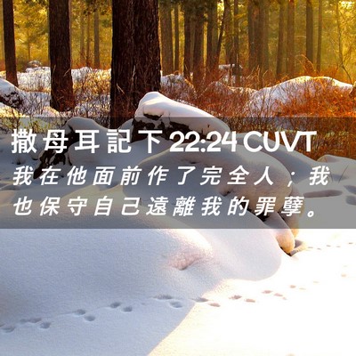 Picture 02 - 撒 母 耳 記 下 22:24 CUVT - 我 在 他 面 前 作 了 完 全 人 ； 我 - Bible Verse Picture