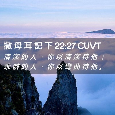 Picture 02 - 撒 母 耳 記 下 22:27 CUVT - 清 潔 的 人 ， 你 以 清 潔 待 他 ； - Bible Verse Picture