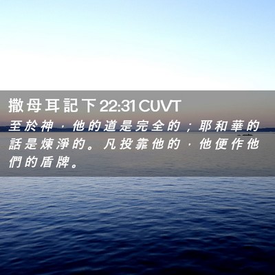 Picture 02 - 撒 母 耳 記 下 22:31 CUVT - 至 於 神 ， 他 的 道 是 完 全 的 ； - Bible Verse Picture