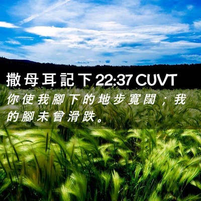 Picture 02 - 撒 母 耳 記 下 22:37 CUVT - 你 使 我 腳 下 的 地 步 寬 闊 ； 我 - Bible Verse Picture