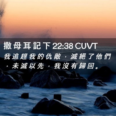 Picture 02 - 撒 母 耳 記 下 22:38 CUVT - 我 追 趕 我 的 仇 敵 ， 滅 絕 了 他 - Bible Verse Picture