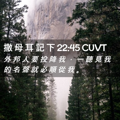 Picture 02 - 撒 母 耳 記 下 22:45 CUVT - 外 邦 人 要 投 降 我 ， 一 聽 見 我 - Bible Verse Picture
