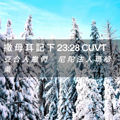 Picture 02 - 撒 母 耳 記 下 23:28 CUVT - 亞 合 人 撒 們 ， 尼 陀 法 人 瑪 哈 - Bible Verse Picture