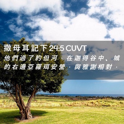 Picture 02 - 撒 母 耳 記 下 24:5 CUVT - 他 們 過 了 約 但 河 ， 在 迦 得 谷 - Bible Verse Picture