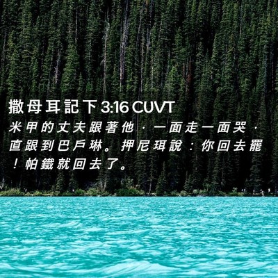 Picture 02 - 撒 母 耳 記 下 3:16 CUVT - 米 甲 的 丈 夫 跟 著 他 ， 一 面 走 - Bible Verse Picture