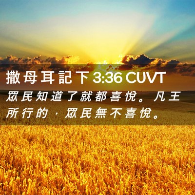Picture 02 - 撒 母 耳 記 下 3:36 CUVT - 眾 民 知 道 了 就 都 喜 悅 。 凡 王 - Bible Verse Picture