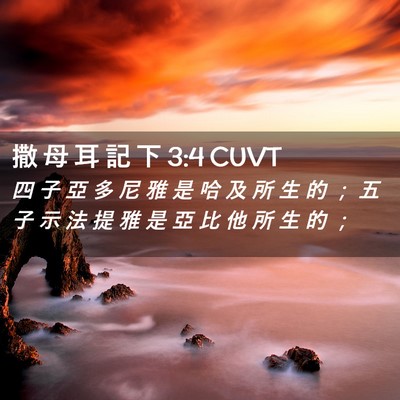 Picture 02 - 撒 母 耳 記 下 3:4 CUVT - 四 子 亞 多 尼 雅 是 哈 及 所 生 的 - Bible Verse Picture