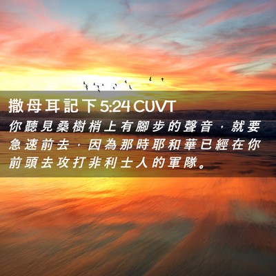 Picture 02 - 撒 母 耳 記 下 5:24 CUVT - 你 聽 見 桑 樹 梢 上 有 腳 步 的 聲 - Bible Verse Picture