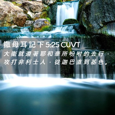 Picture 02 - 撒 母 耳 記 下 5:25 CUVT - 大 衛 就 遵 著 耶 和 華 所 吩 咐 的 - Bible Verse Picture