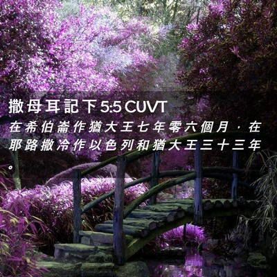 Picture 02 - 撒 母 耳 記 下 5:5 CUVT - 在 希 伯 崙 作 猶 大 王 七 年 零 六 - Bible Verse Picture