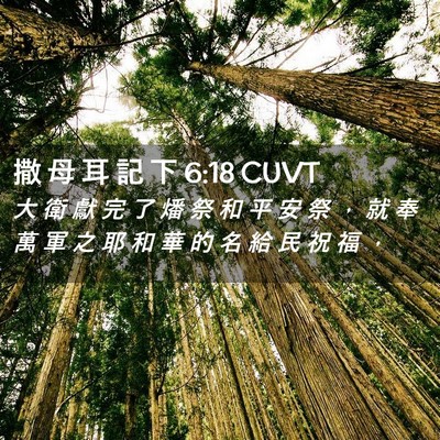 Picture 02 - 撒 母 耳 記 下 6:18 CUVT - 大 衛 獻 完 了 燔 祭 和 平 安 祭 ， - Bible Verse Picture