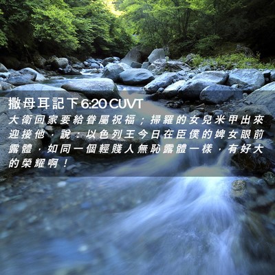 Picture 02 - 撒 母 耳 記 下 6:20 CUVT - 大 衛 回 家 要 給 眷 屬 祝 福 ； 掃 - Bible Verse Picture