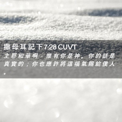 Picture 02 - 撒 母 耳 記 下 7:28 CUVT - 主 耶 和 華 啊 ， 惟 有 你 是 神 。 - Bible Verse Picture
